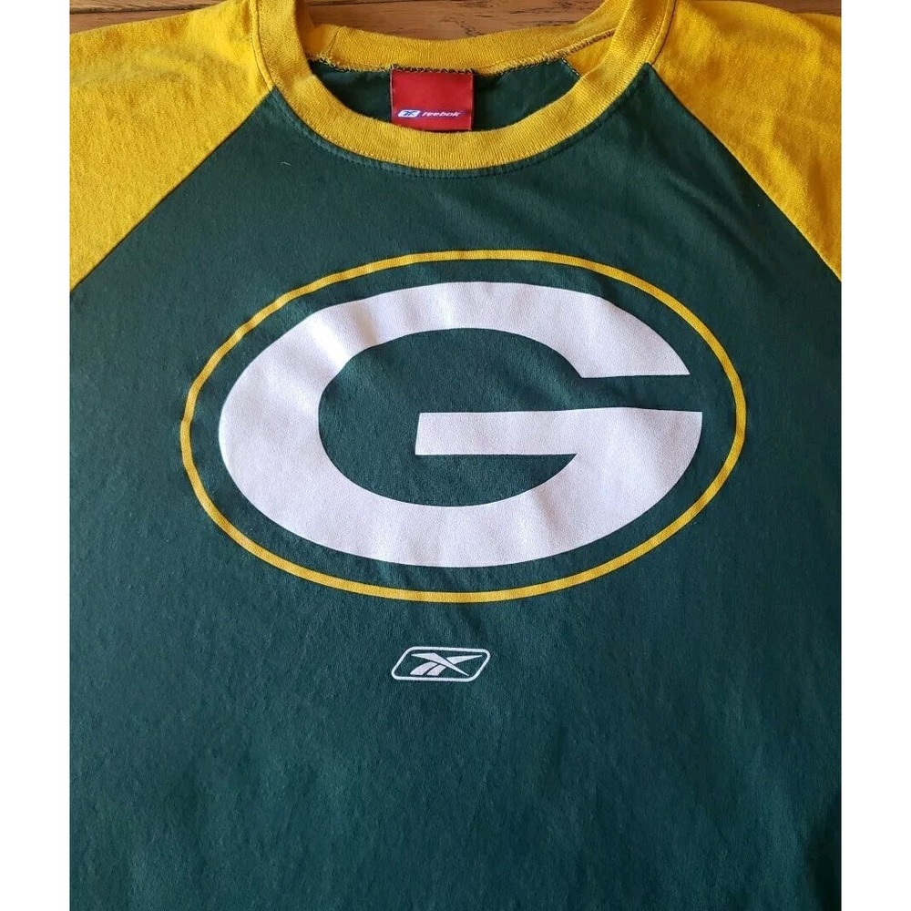Green Bay Packers Shirt Mens XL Extra Large Green Short Sleeve Reebok NFL EUC